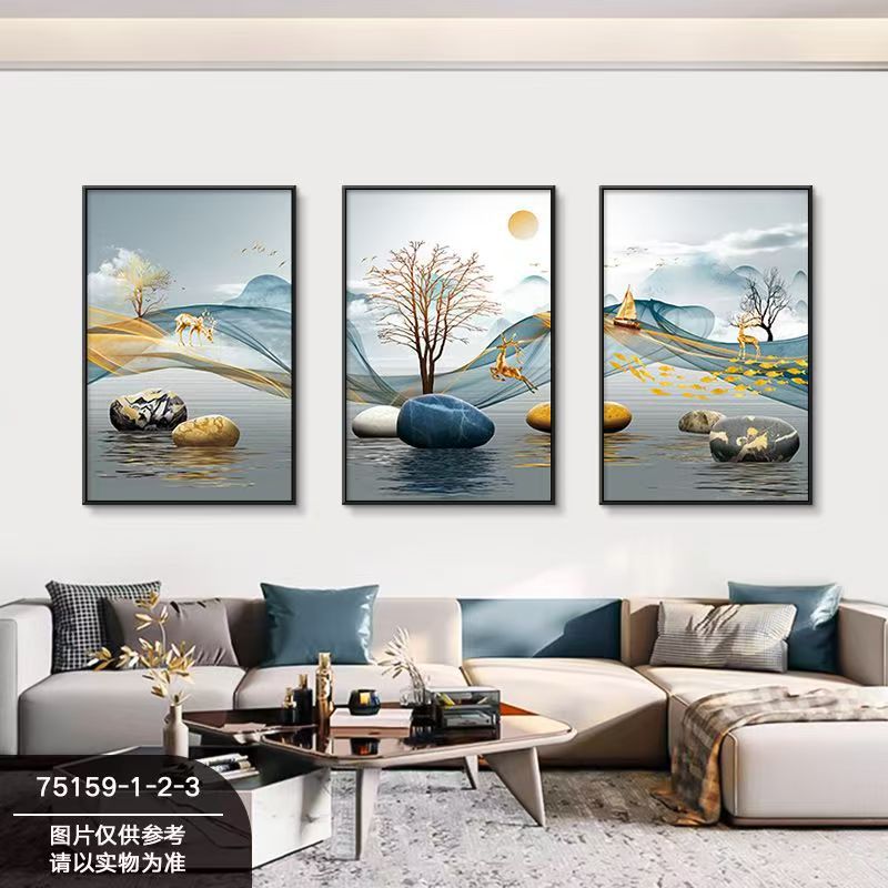 New Chinese style oil canvas living room hanging painting simple…