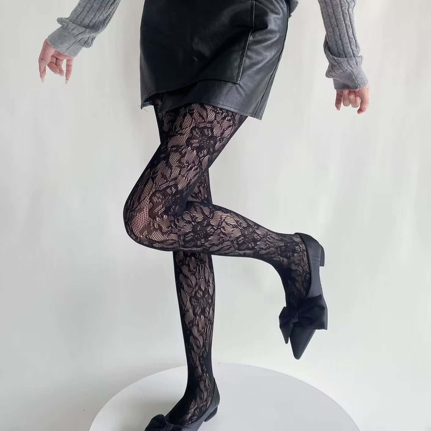 Autumn Retro Thin Tights, Women's Fitted Patterned Pantyhose, Multiple Colors
