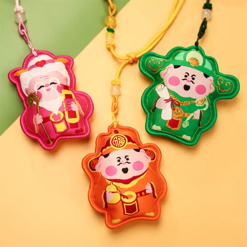 古风国潮文创手作礼品五福财神土地爷香囊礼盒汉服配饰手机挂件
