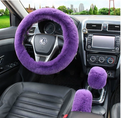 steering wheel cover car handle cover: Steering wheel cover - violet-three-piece-set-38cm