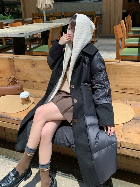2025 Korean Version Extra Large Size 150kg Women's Two-Piece Set Plus Size for Chubby Girls Long Thickened down Jacket 243