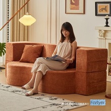 复古沙发床布艺沙发客厅沙发小户型直排折叠双人两用沙发床可拆洗