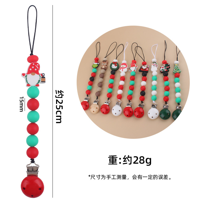 Nuevo bebé de dibujos animados de Navidad Santa árbol de Navidad creativo DIY mordedura molar Cadena de pezón cadena anti-caída