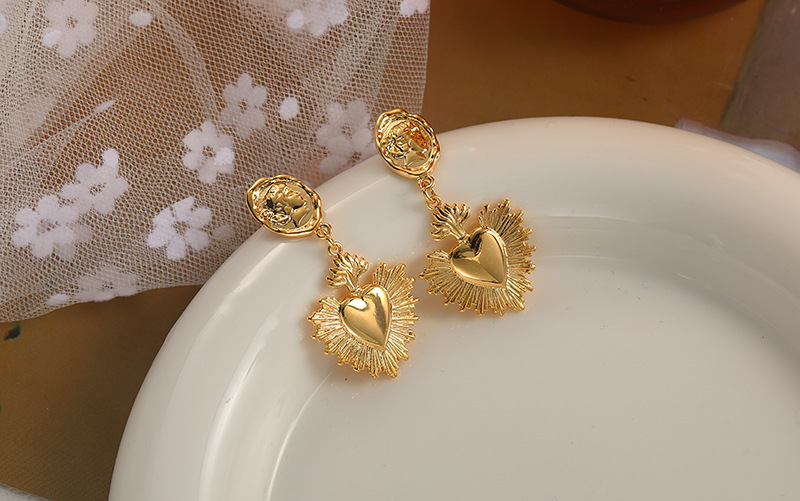 Fashion Heart Shape Copper Plating Drop Earrings 1 Pair