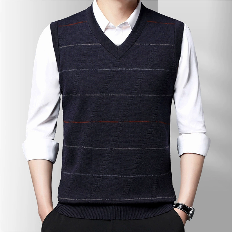 Knitted sweater, spring vest sleevless, universal set for leisure, slim fit, V-neckline