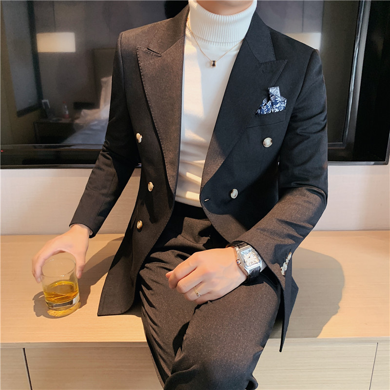 Entrega de una pieza primavera nuevo traje casual traje de hombre traje de doble botonadura vestido de banquete envío de dos piezas
