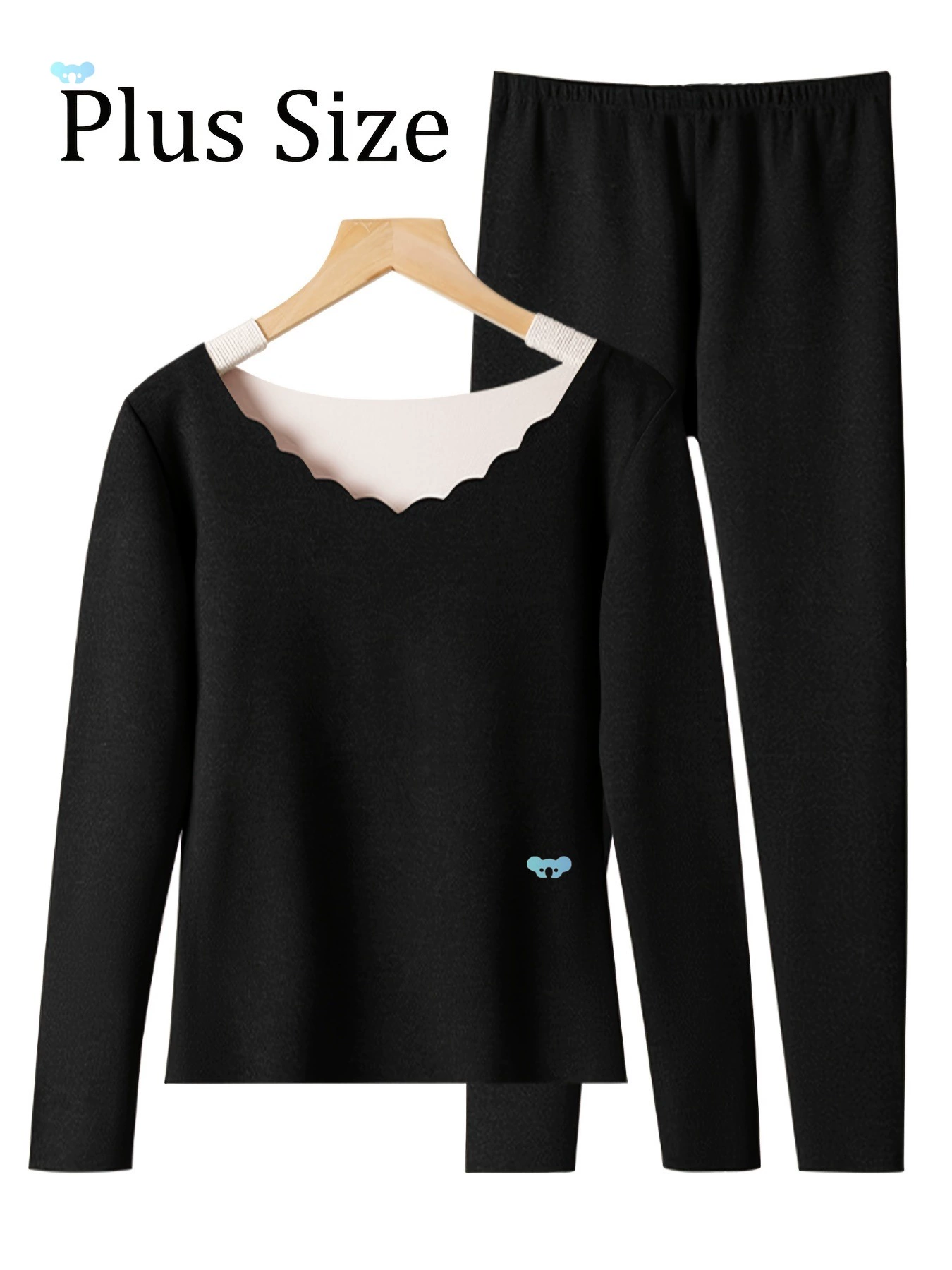 Теплый топ с V-образным воротником, леггинсы, комплект термобелья из 2 предметов, трансграничный