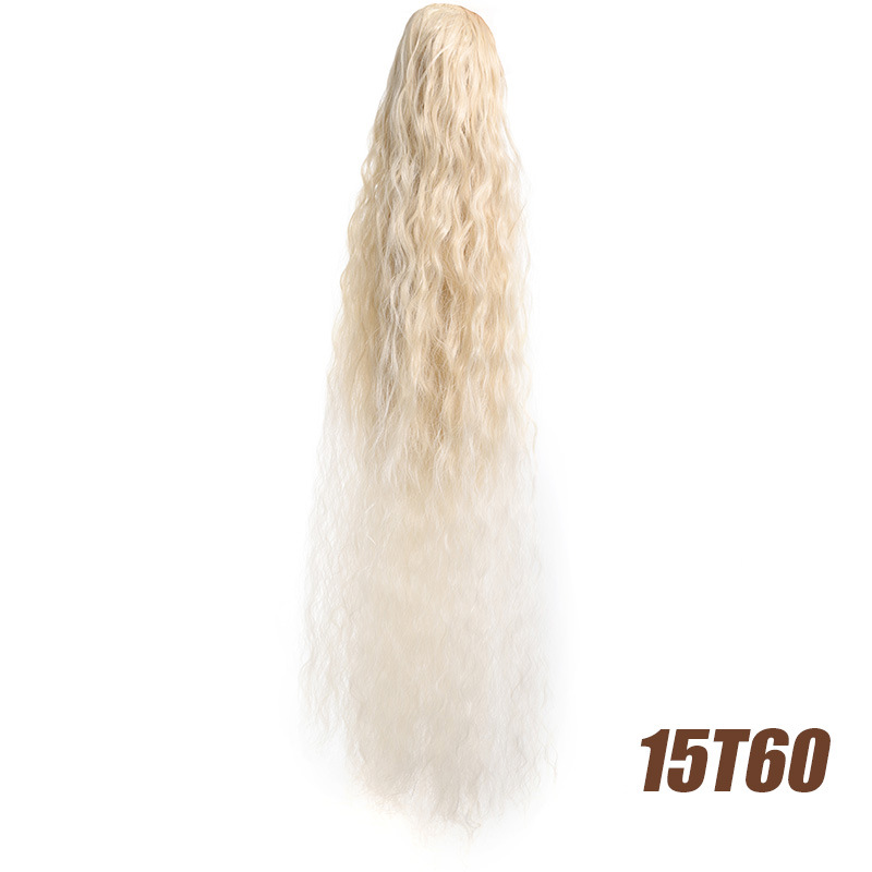corn silk long curly ponytail wig female hair bough ponytail fluffy natural drawstring ponytail spot wig_voghion.com