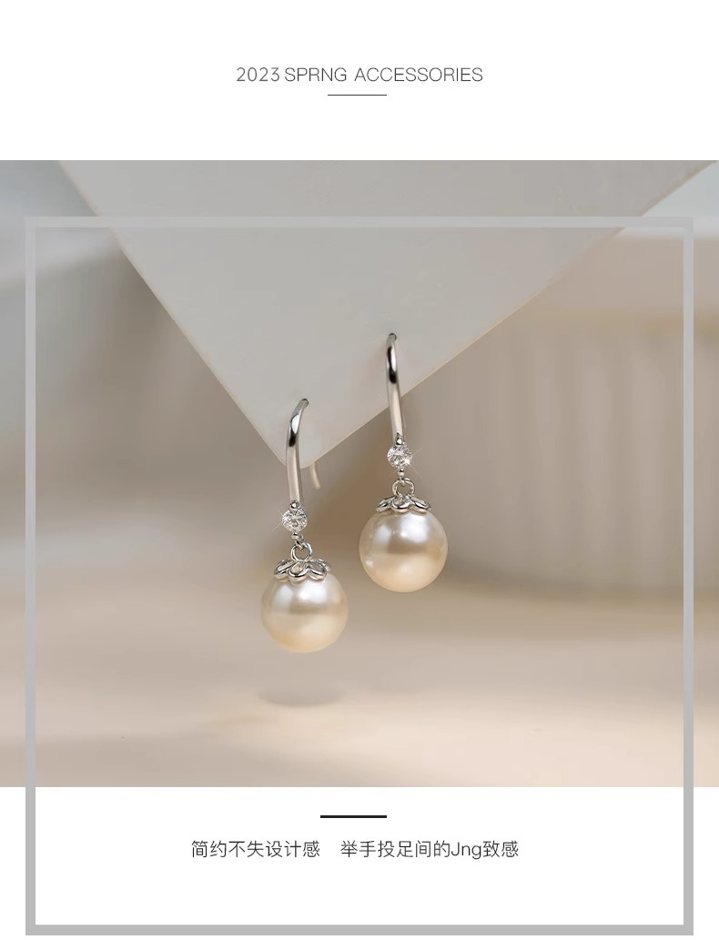 S999 Silber-Perlenohrringe, Retro-Design, Sommerkollektion