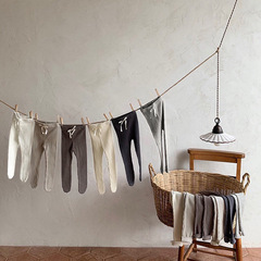 Korean version of spring baby stockings for baby girls spring leggings 2024 new children's cotton pit strip elastic tights