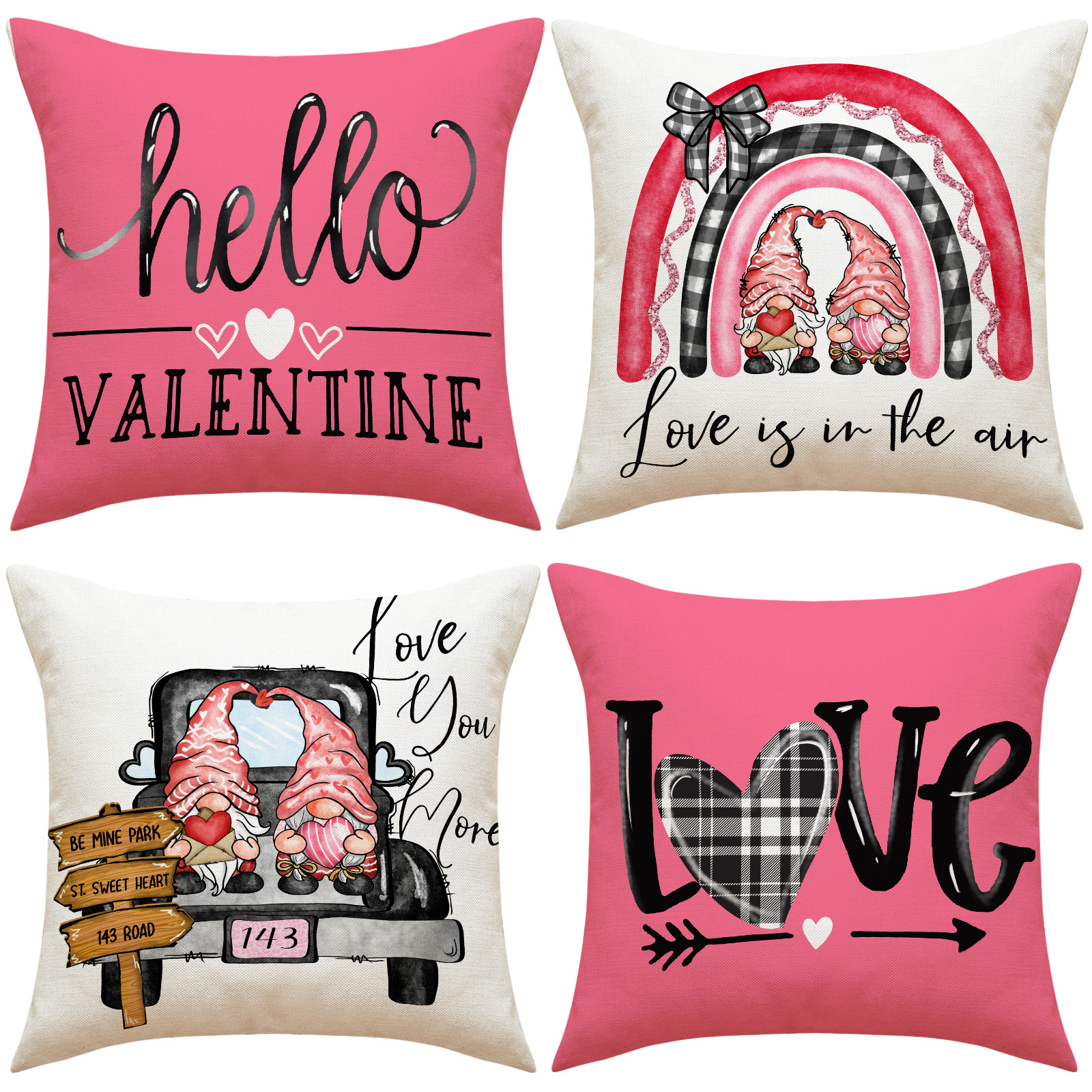 Cute Retro Heart Shape Linen Pillow Cases display picture 1