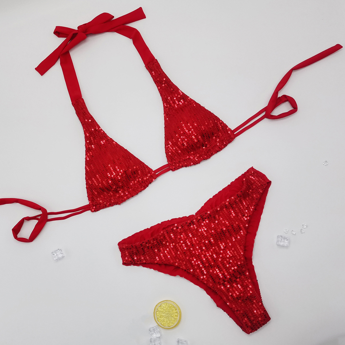 Sequin Bikini suit Women's European and American Sexy Swimsuit Summer 2024 Split Fashion Bikini Swimsuit Bikini