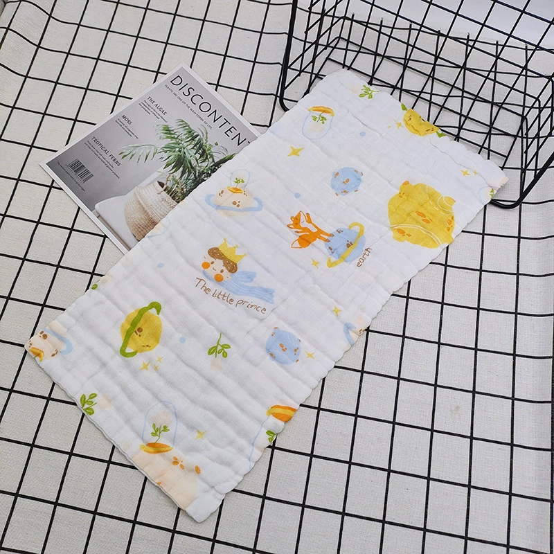 Children's Gauze Cotton Baby Towel & Cartoon Bib, Soft Face/Hand Wipe, Sizes 25×25–30×50 cm
