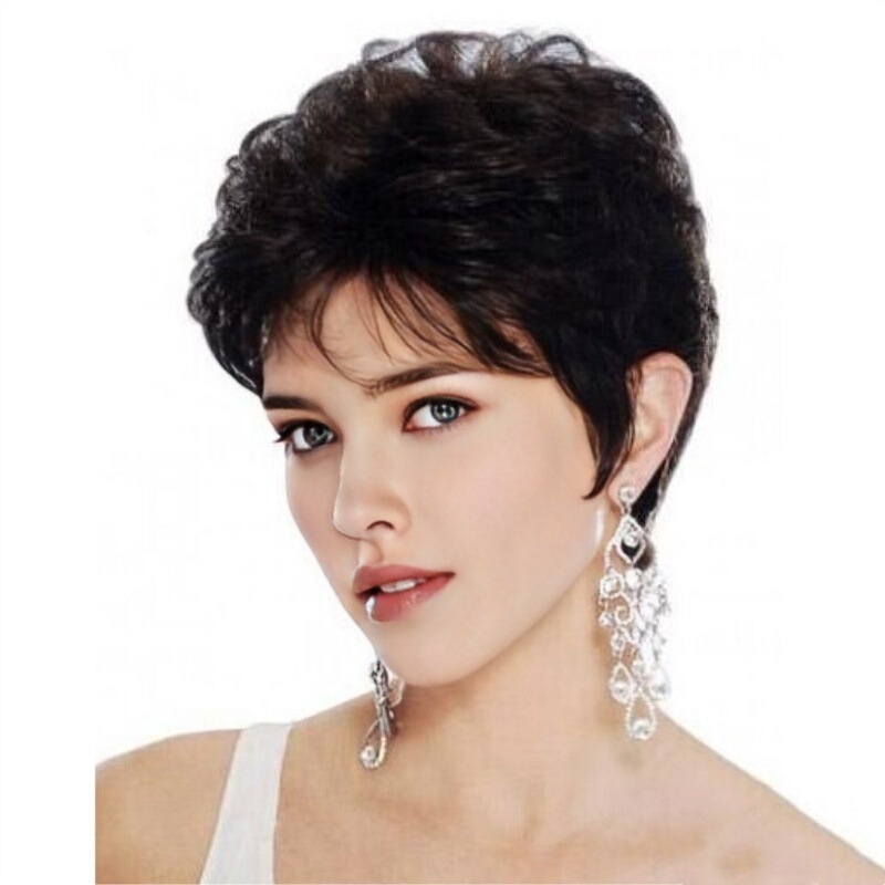 Factory new wig grandma gray middle-aged fashion short curly hair woven headgear foreign trade supply wig wholesale Factory new wig grandma gray middle-aged fashion short curly hair woven headgear foreign trade supply wig wholesale