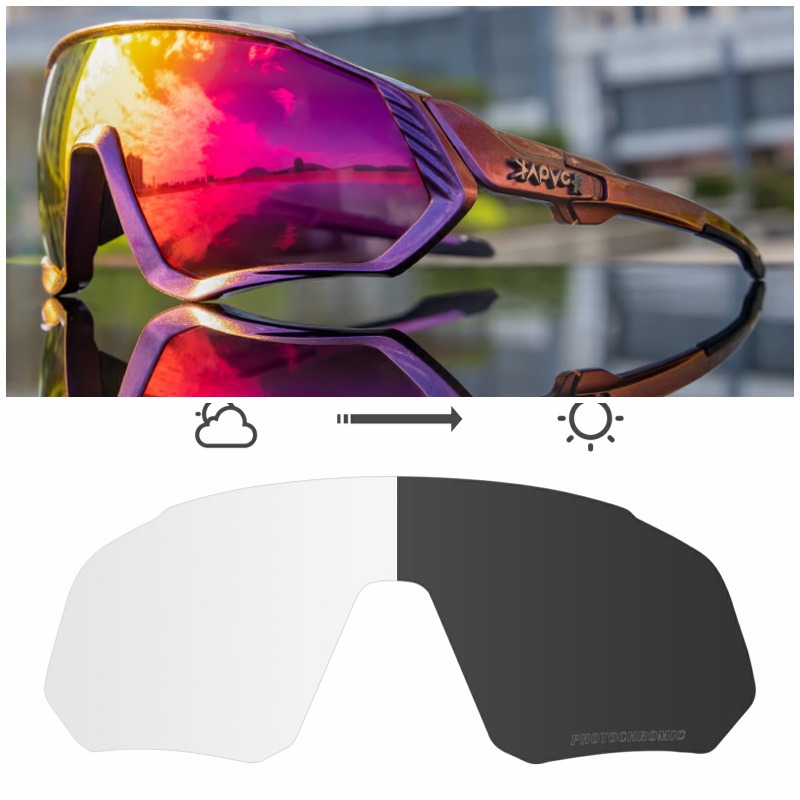 Gafas Fotocromáticas de Ciclismo Set de 2 Lentes TR90 Fotocromático, Protección UV para Ciclismo