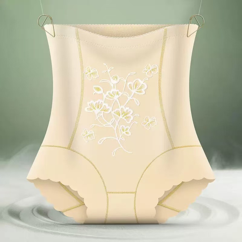 Pantalones de vientre de cintura alta bordados tridimensionales exquisitos de alto lujo, sin costuras, transpirables, ropa interior de mujer de gran tamaño, pantalones de cuerpo de cintura moldeados