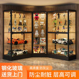 手办柜透明玻璃柜乐高玩具柜钢制带门收纳陈列柜带灯展示柜厂家