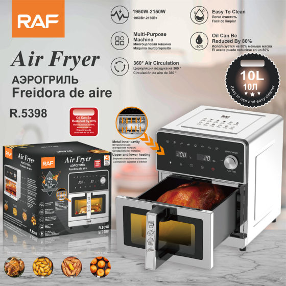 RAF European Standard Cross-border 8L Air Fryer Household New Product Multi-functional Smart Household Visual Electric Fryer No Fume