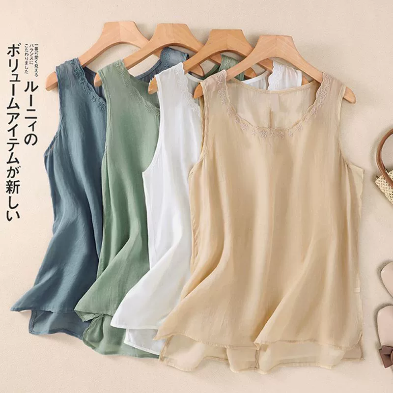 Летняя свободная тонкая без рукавов, хлопчатобумажная камзол, большой размер, женская одежда, ретро вышивка и нижняя часть