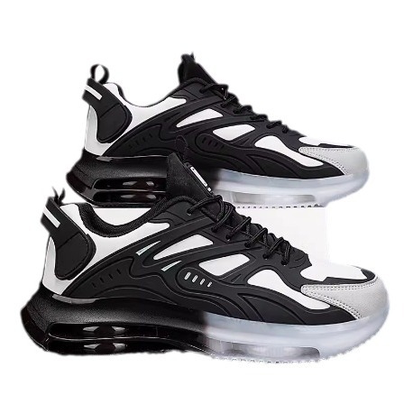 Zapatos de hombre Putian, deportes de primavera, ocio, correr, amortiguación, colchón de aire, aumento, zapatos de moda de papá samurai negro de todo fósforo juvenil