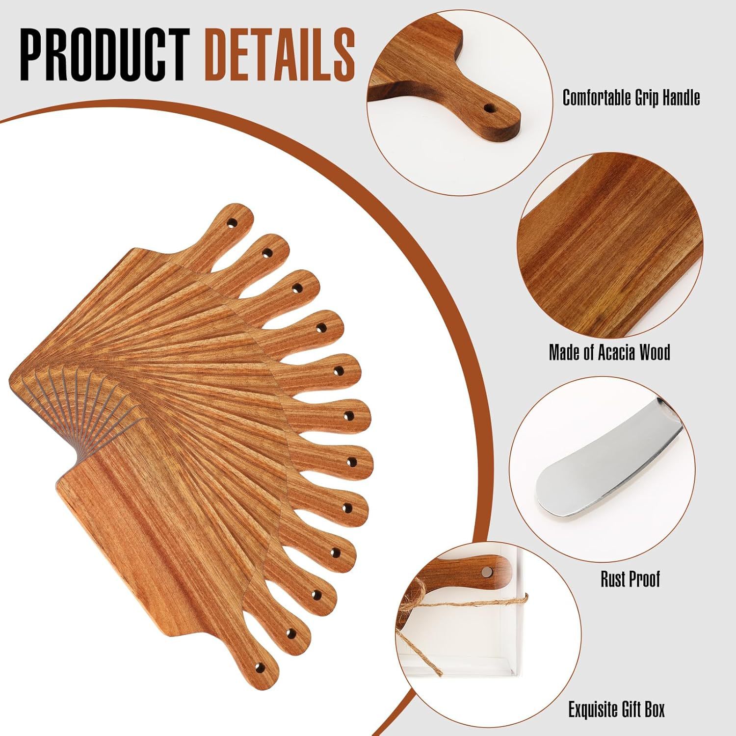 Caja de regalo de mano mini juego de tabla de cortar juego de cuchillo de queso juego de tablero de queso boda fiesta de cumpleaños acacia