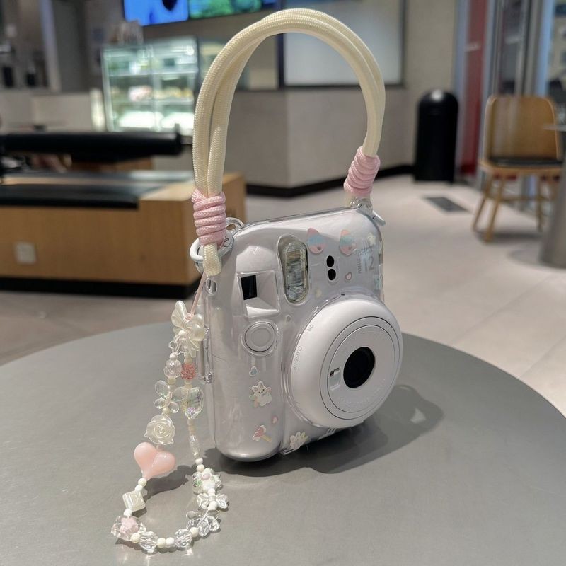 【mini12透明外壳】instax水晶壳拍立得硬壳相机保护壳壳子链条潮
