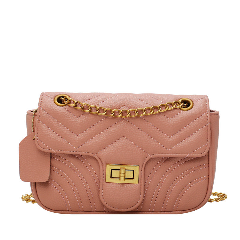 Textured small bags for women 2023 new bags Korean style fashion casual one-shoulder crossbody lock chain small square bag_voghion.com