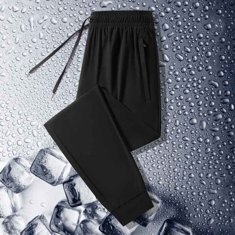 Pantalones de seda de hielo para hombres y mujeres de verano delgados secado rápido transpirable paquete deportivo pie pareja pantalones casuales de seda suave pantalones largos