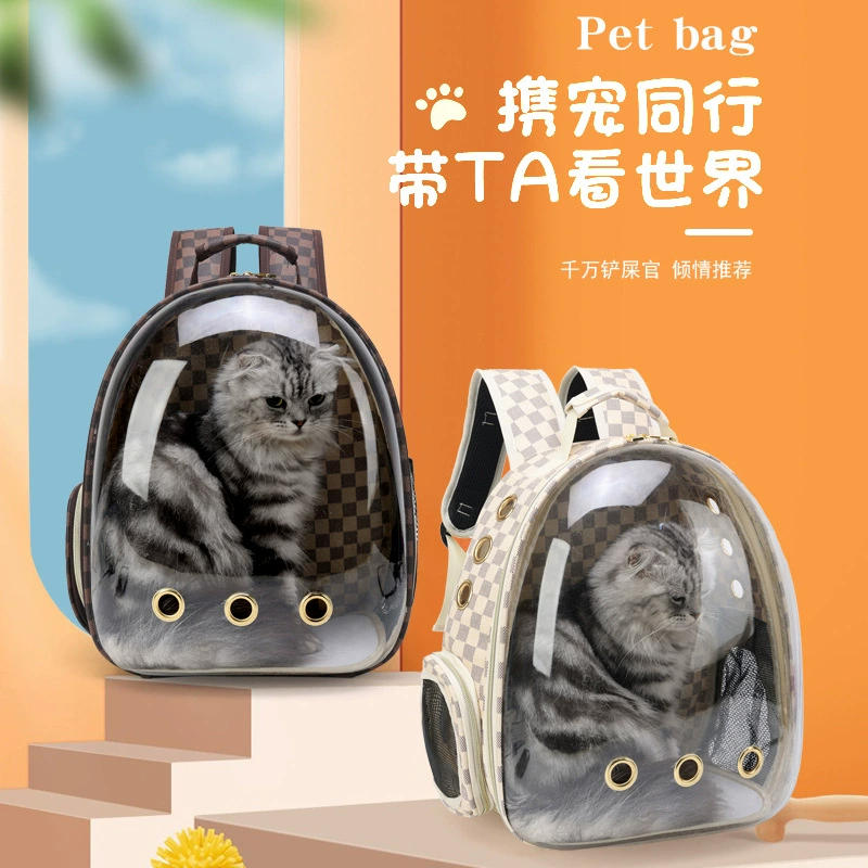 Сумка для кошек рюкзак для домашних животных портативный кошка космическая капсула шашка Полностью прозрачная Портативная сумка для кошек через плечо
