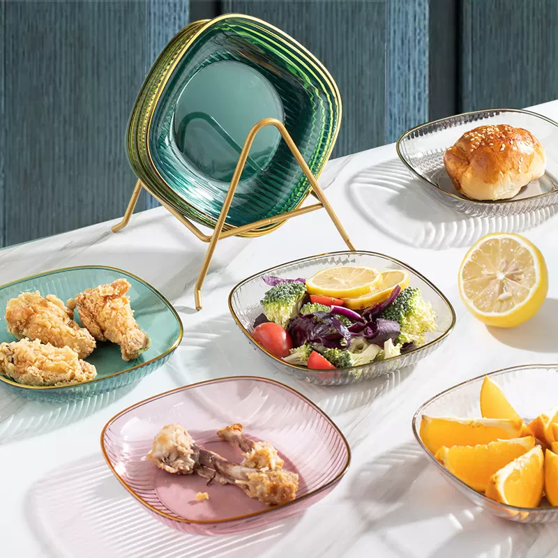 PET吐骨碟透明小盘子零食水果小吃碟轻奢小碟垃圾收纳盘餐桌摆件