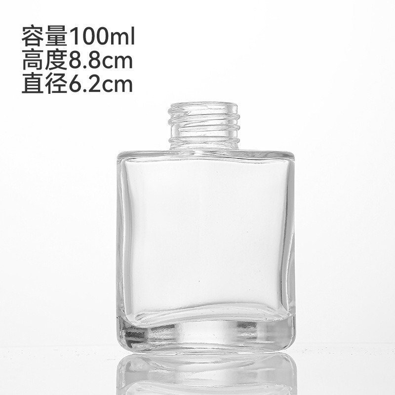 创意三角形玻璃香薰瓶透明蒙砂玻璃香薰空瓶木纹盖北欧风家居摆件|undefined
