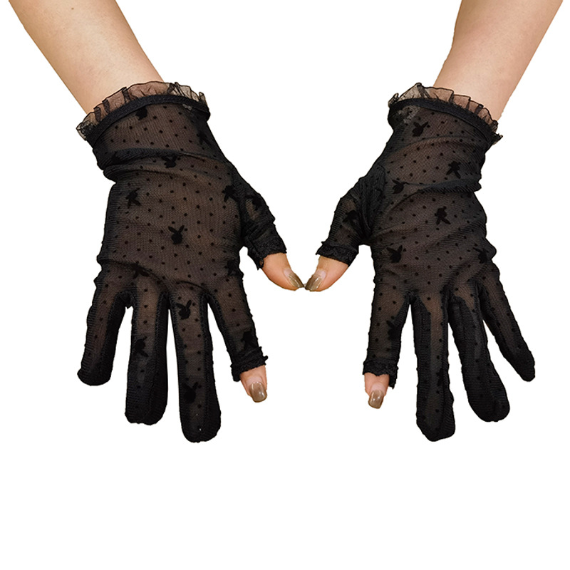 Guantes sin dedos con protección solar para mujer, malla fina y transpirable, anti-UV, elásticos de verano, protección solar para conducir y andar en bicicleta.
