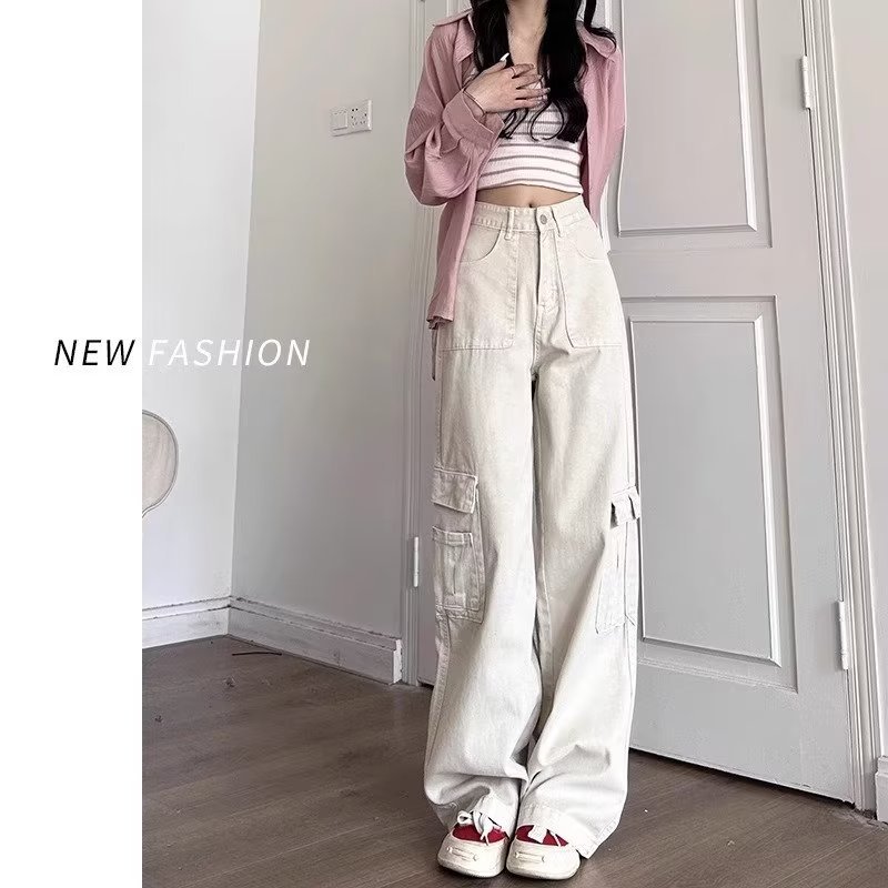 Pantalones de trabajo para mujeres 2026 nuevo otoño cintura alta cubre la entrepierna pequeña recta suelta caída piernas anchas pantalones casuales