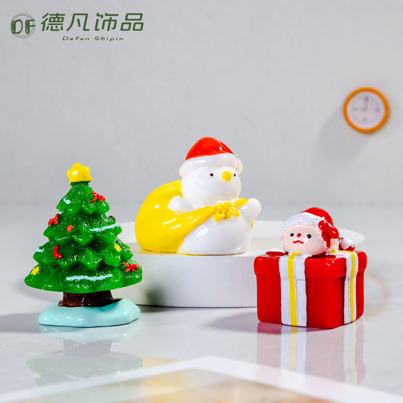 樹脂アクセサリークリーム接着剤手作り diy シーンクリスマスマイクロ風景装飾品漫画立体雪だるま装飾品|undefined
