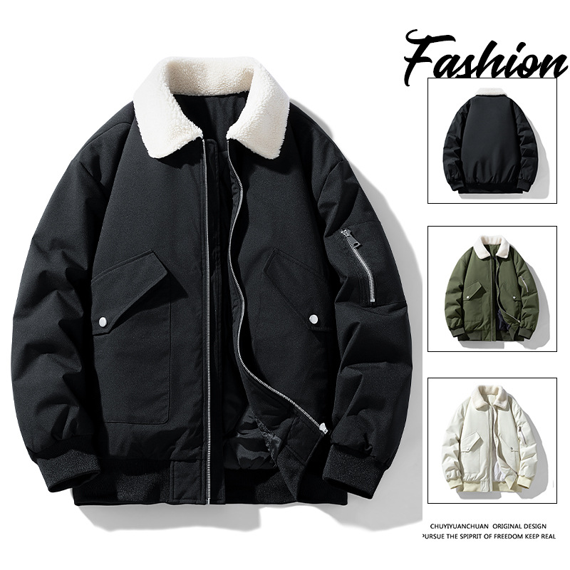 Invierno con solapa de algodón hombre casual algodón suelto hombre cálido chaqueta de algodón grueso deportivo pareja chaqueta de moda joven