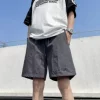 K818 nylon wrinkled slit embroidery dark gray