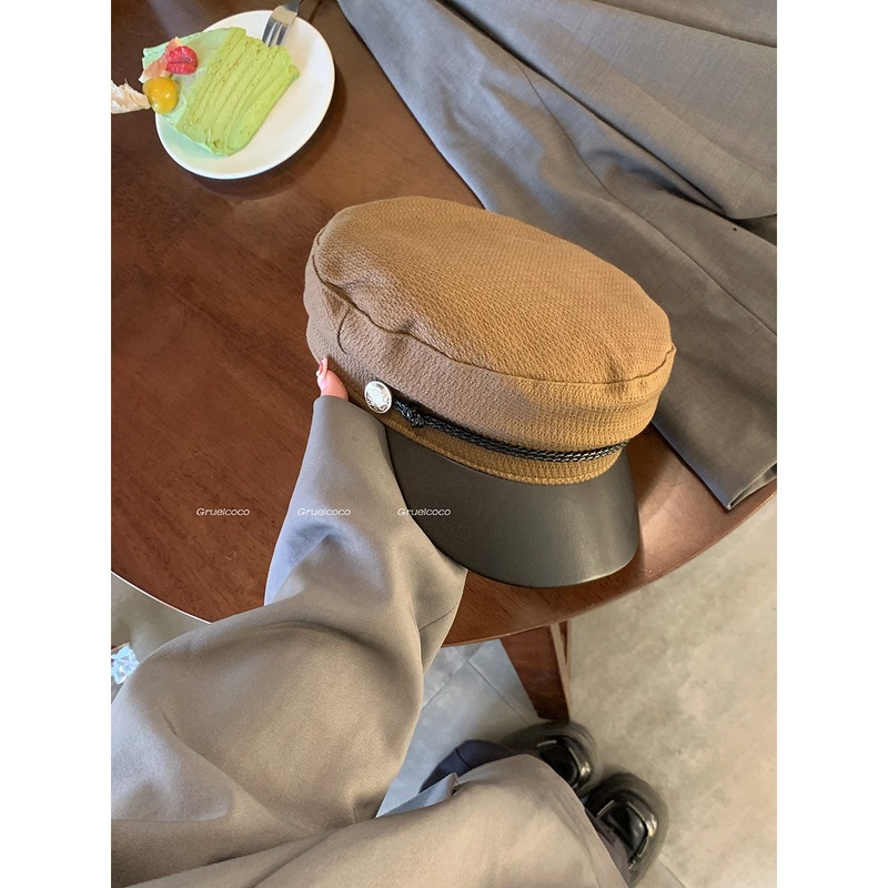 秋冬万能英国風カレッジ風キャスケット帽レディース韓国風レトロベレー帽フラットトップ八角海軍帽|undefined