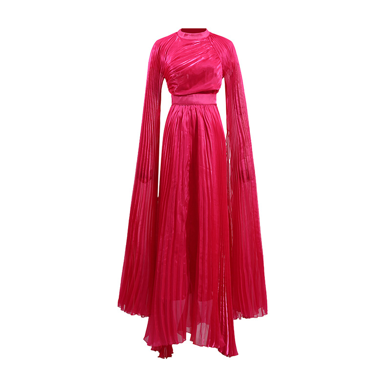 French Royal Super Long Sleeve Retro Dance Club Formal Cinched Pleated Dress 20 French Royal Super Long Sleeve Retro Dance Club Formal Cinched Pleated Dress