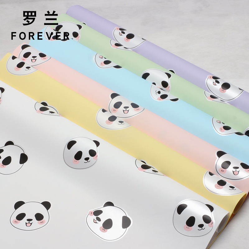 Roland oso oso de dibujos animados oso ramo de flores regalos hechos a mano papel de embalaje impermeable película de perla florista material de flor
