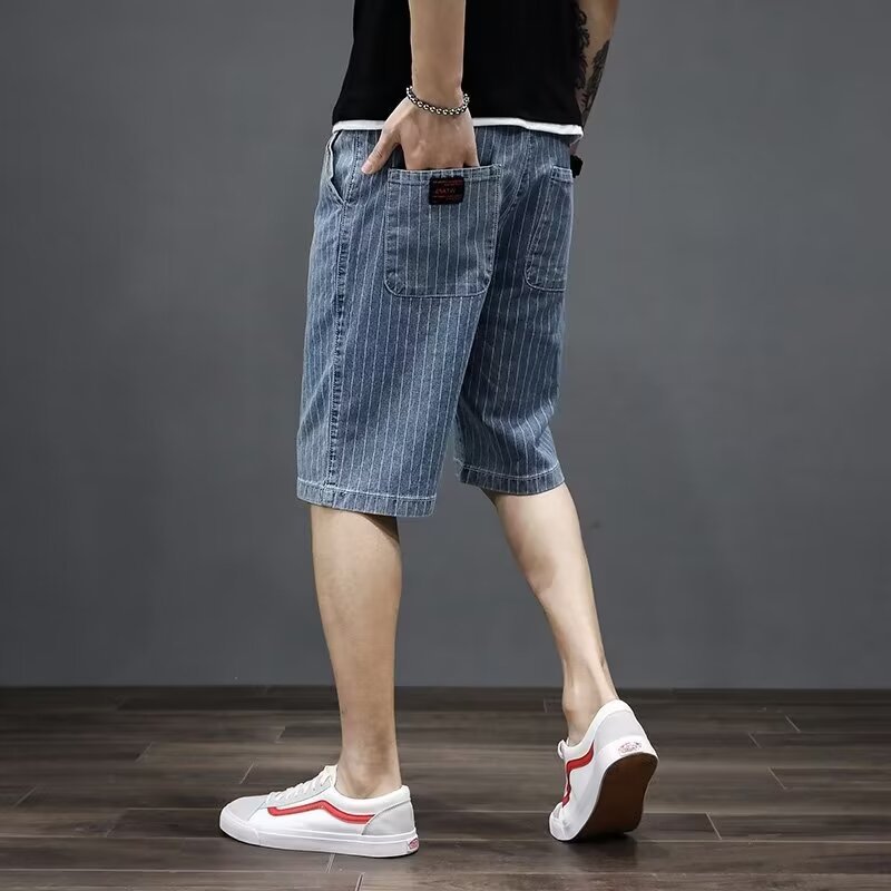 Men's Clothing Unisex Summer Starry Sky Pattern Denim Shorts Thin Ice Silk Straight Loose Fit Five Point Pants For Men_mkmklike.com