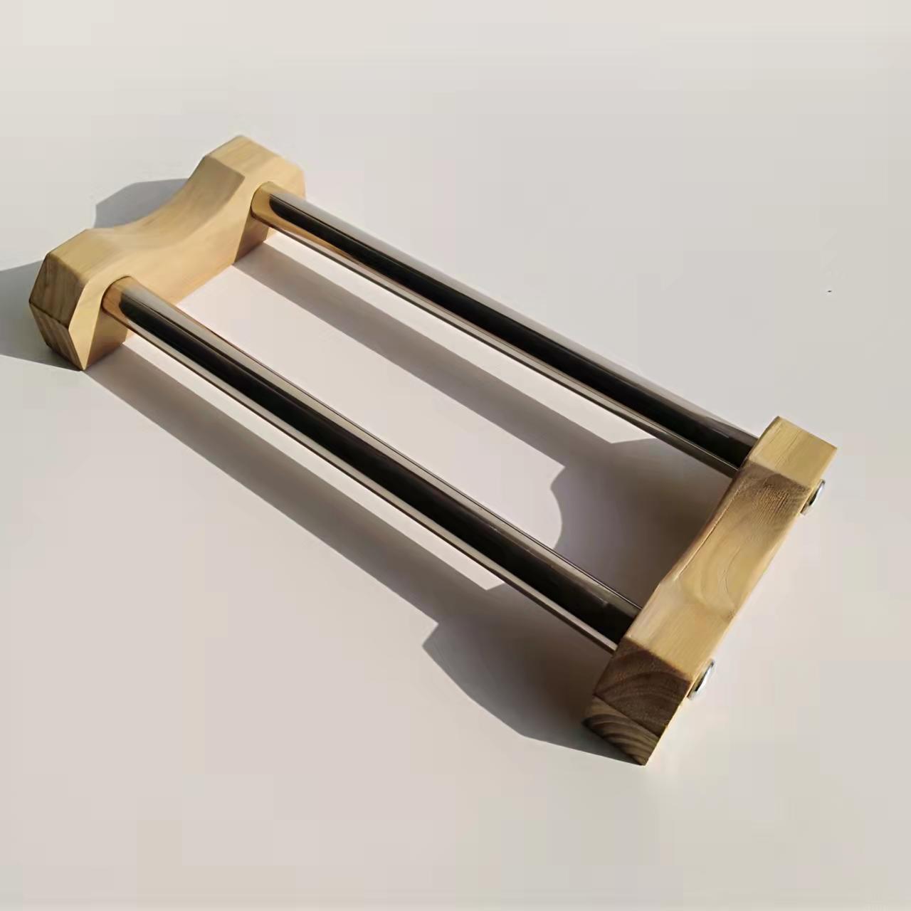 Extended Dumbbell Rack Support Single Fixed Household Barbell Anti-Rolling Solid Wood Stainless Steel Storage Support Floor Placement