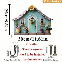 跨境热卖木质多彩小屋客厅走廊门牌钥匙扣挂架木质批发