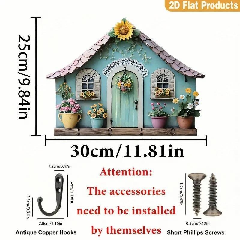跨境热卖木质多彩小屋客厅走廊门牌钥匙扣挂架木质批发|undefined