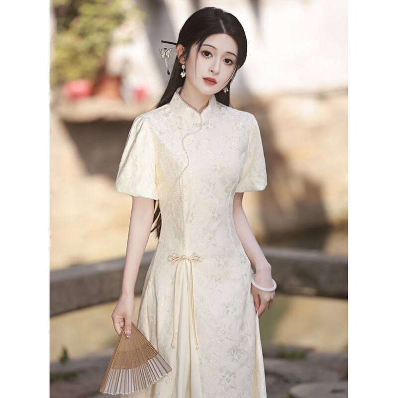 New Chinese Cheongsam Summer Improved Young Girl's National Style Dress Aodai dress Daily Wear for Small