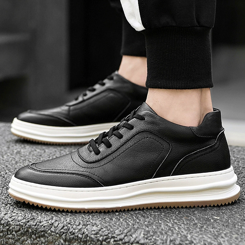 Footwear English style, leather breathable white shoes platform, trend sports shoes, sneakers, autumn, British style, cowhide