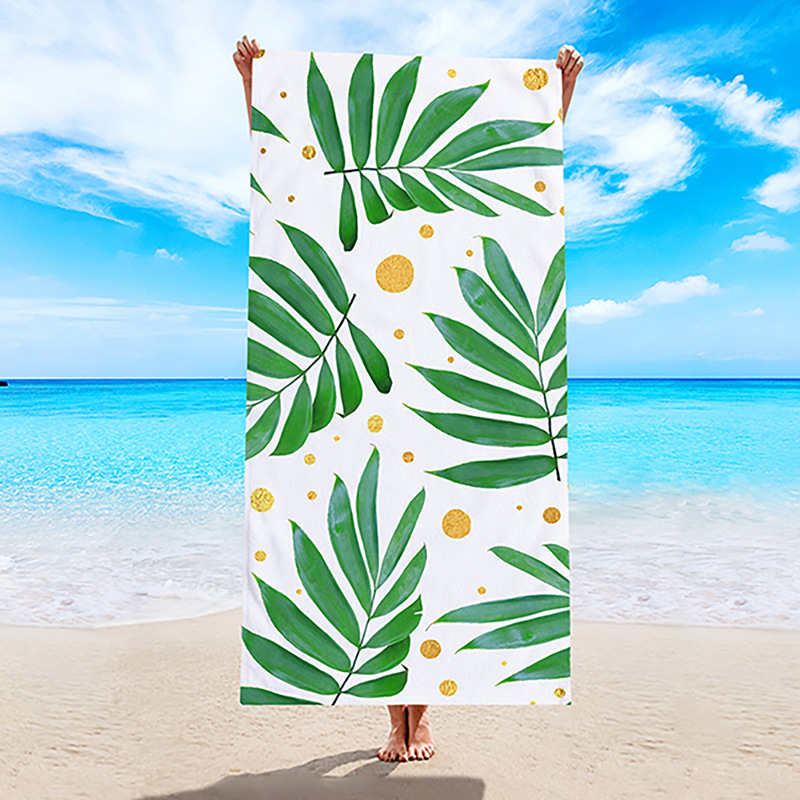 Amazon toalla de playa de tela de toalla de doble cara europea y americana toalla de baño de playa de microfibra impresa transfronteriza