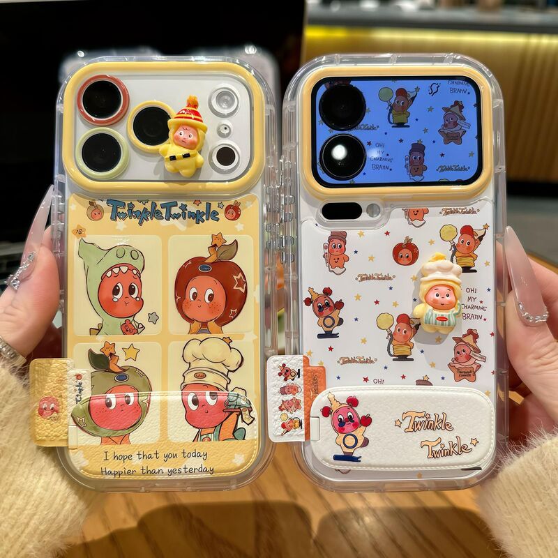 Cute Star-Themed Cartoon Phone Case for iPhone 17/15 Pro with Large Window and 3D Doll Design, Apple 16 Protective Cover