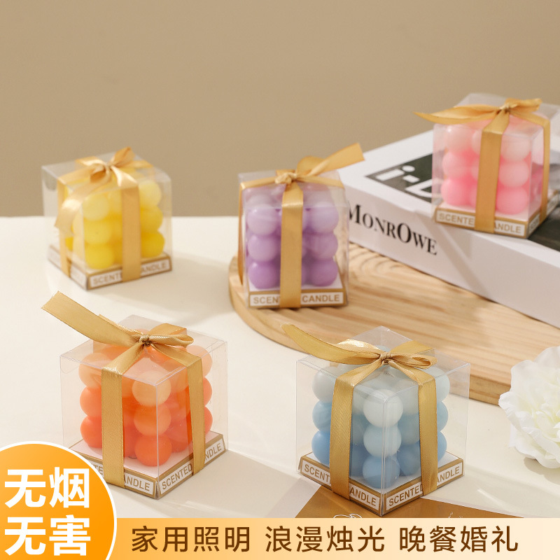 Cubo Rubik de cera de incienso de alta calidad regalo de mano DIY hecha a mano en adornos creativos de venta de cera de cumpleaños