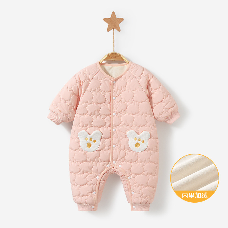Baby camiseta de invierno otoño ropa de recién nacidos para hombres y mujeres intercalado de algodón grueso y veludo 0 salir en marzo ropa de invierno bebé image 9