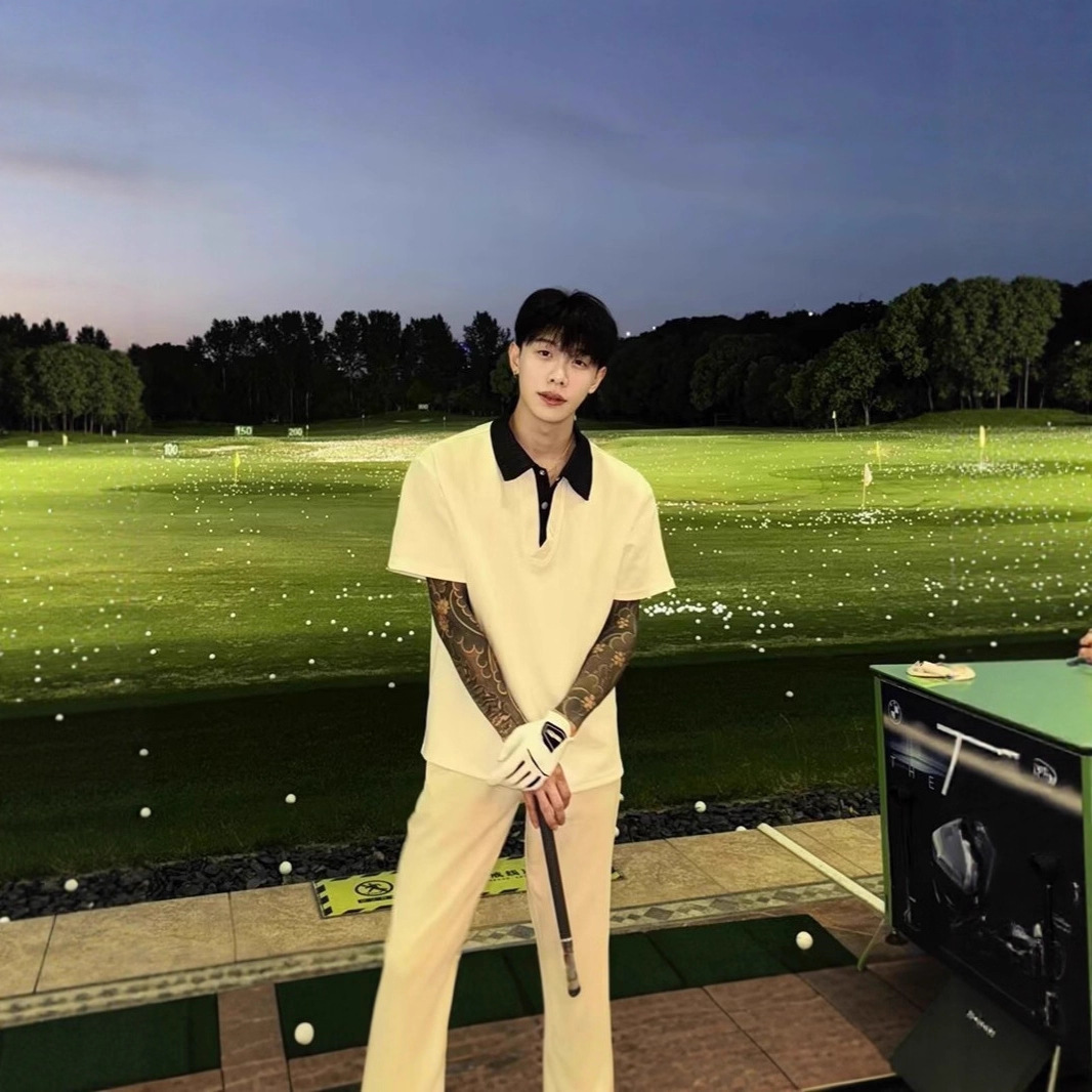 2025 Summer New High Quality Waffle Henry Collar Short Sleeve Men's Summer American Retro T-Shirt Wholesale